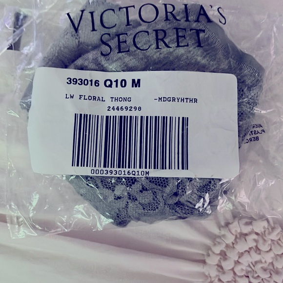 Victoria’s Secret heathered gray cotton with gray lace thong - Picture 3 of 3